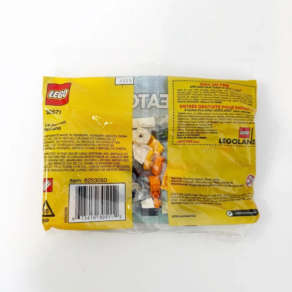 LEGO Creator 3-in-1 Pelican 30571 Unisex One Size Yellow White Polybag 62 Pcs